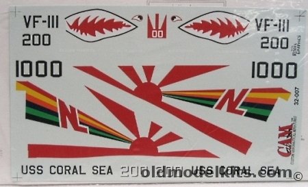 CAM 1/32 F-4 Phantom II VF-111 USS Coral Sea 1/32 Decals, 32-007 plastic model kit